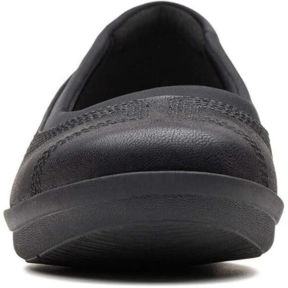 Clarks Women's Ayla Low Ballet Flat, Black Synthetic Nubuck Size 10M - Picture 4 of 5